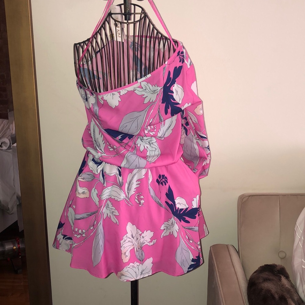 Yumi Kim Pink Silk One Sleeve Dress NWT
